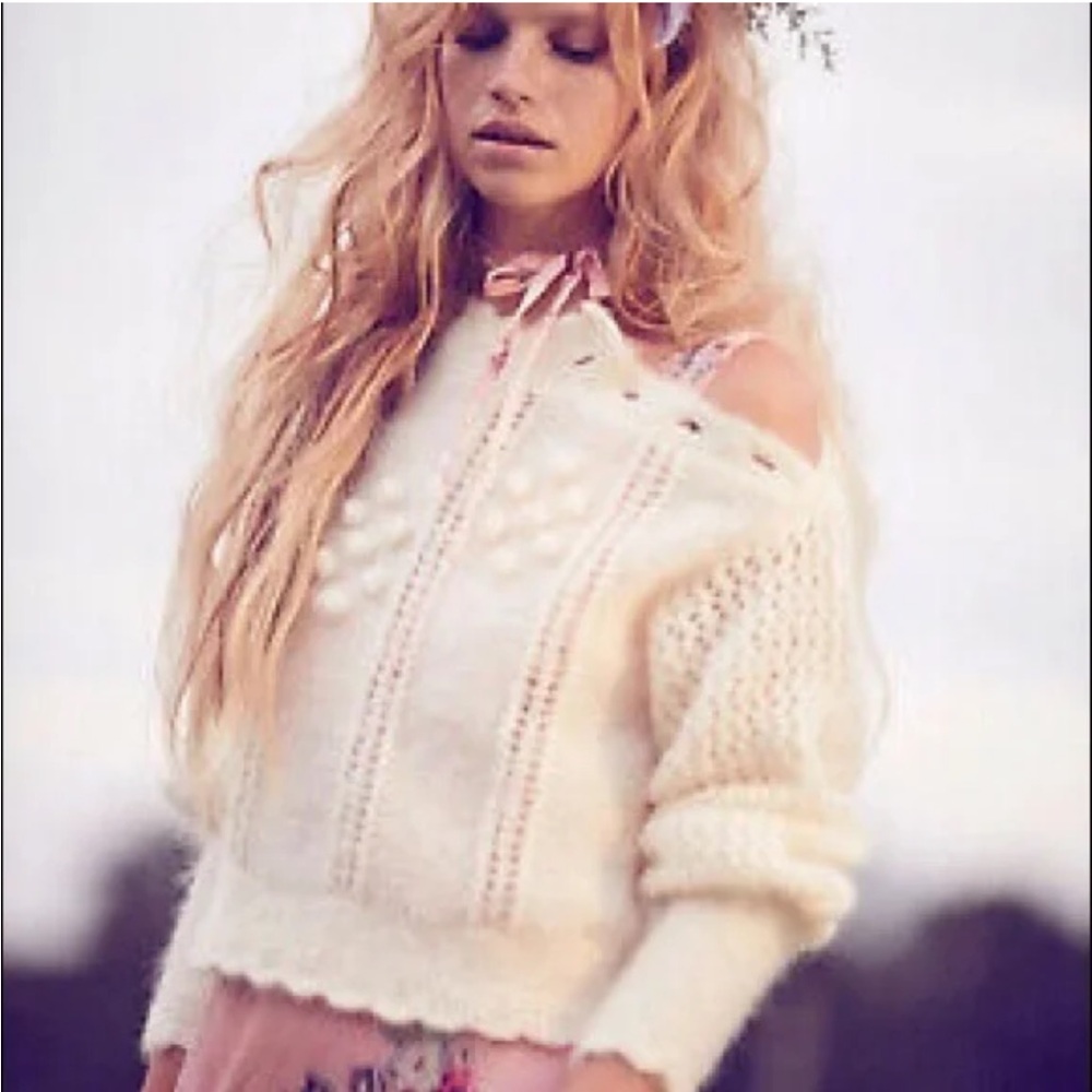 Loveshackfancy Persephone knit sweater in cream puff XS